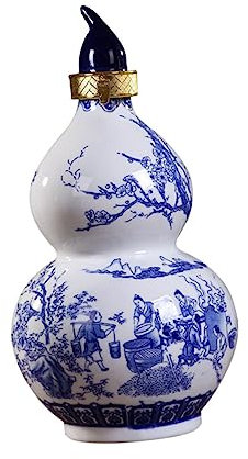 Amosfun Ceramic Gourd Wine Bottle 2 Jin 26cm Sealed Liquor Storage Jar Vintage Home Wine Pot and Drink Storage