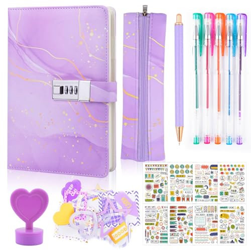 Coosilion Tagebuch mit Schloss Mädchen Geschenke 7 8 9 10 11 12 13 14 15 Jahre, Geschenke für Mädchen Teenager alter 7-14, Tagebuch mit Code Notizbuch Mädchen Mäppchen Aufkleber Stift Fotorahmen