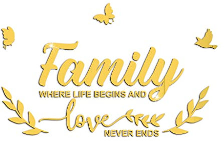 Sweeaau 3D Acryl Wandaufkleber Buchstabe Familie für Schmetterling Kombination Selbstklebende Abziehbilder Abnehmbare Wandkunst für Home Office