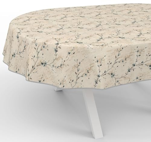 Wachstuchtischdecke Wachstischdecke Wachstuch Tischdecke abwaschbar Gartentischdecke Wasserabweisend Oval 180x140cm mit Saum (Eingefasst) Kiev Floral