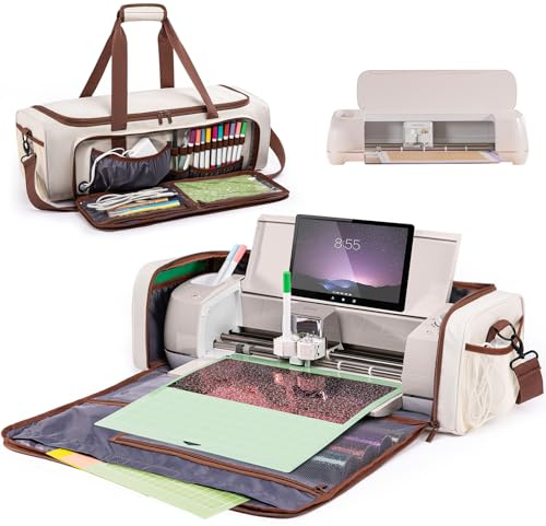 Imagining Tragetasche kompatibel mit Cricut Maker, Maker 3, Explore Air 2, Explore 3, Cricket-Aufbewahrung mit großer Öffnung für Cricut-Zubehör und Lieferanten, elfenbeinfarben, Ⅰ- Full Open, Beutel