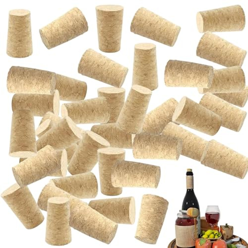 40Pcs Natural Wine Corks – Eco-Friendly Red Wine Stoppers for Bottles, DIY Crafts, and Home Brewing, Reusable Tapered Cork Plugs for Sealing Liquor and Wine Bottles