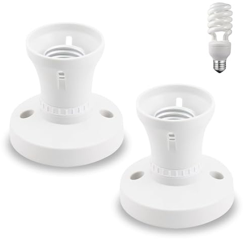 E27 Lamp Base Socket Converter,2PCS E27 Light Bulb Holder,Screw Light Bulb Sockets Holder, Lights Bulbs Sockets Lamp Fitting for Ceiling,Pendant E 27 Edison Screw Fitting