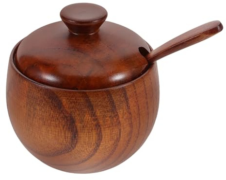 BESTYASH Holz Gewürzglas Satz mit Deckel und Löffel für Küche