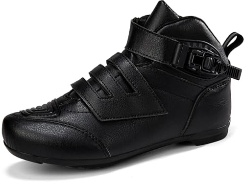 Hiuzylqx Bottes de Moto en Cuir pour Hommes Chaussures Conduite Rue Semelles antidérapantes hydrofuges Biker,D,45 EU