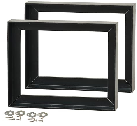 2 SCHATTENFUGENRAHMEN für KEILRAHMEN 60x80 cm schwarz | B-Ware mit Gebrauchsspuren | Schattenfugen Bilderrahmen für aufgespannte Leinwände mit Tiefeneffekt Pinienholz