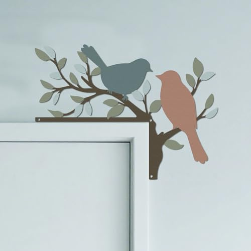 CUTHOLLOW Metal Decoración Marco Puerta, PáJaro y Rama Adorno de Entrada, Arte Creativo para Marcos de Puertas, Decoracion Pared para Habitación Infantil, Puerta de Entrada, Baño, Dormitorio