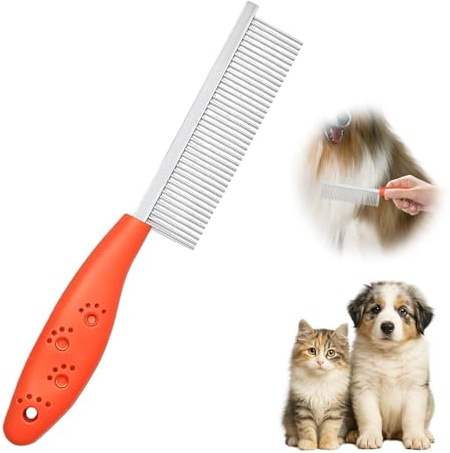1 Stück Fellkamm Katze, Entwirrkamm Hund, Hundekamm, Katzenkamm Unterfellbürste mit Edelstahlzinken, Bürste Gegen Flöhe Unterwolle, Metall Pegewerkzeug zum Entfernen von Verfilzungen und toten Haaren