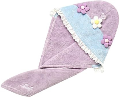 TXQHD Absorberande korallfleecehårtorkmössa med söt blomma kvinnor Snabbtorkande turbanhandduk vått hår Lätt bärbar huvudhandduk för resor