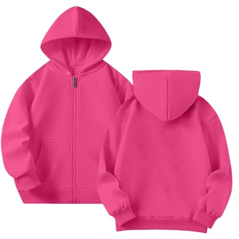 Yufennie Kids Fleece Classic Full Zip Up Hooded Zipper Top for Boys & Girls