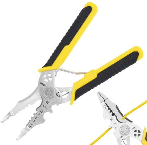 Alicates de terminales, alicates combinados 8 en 1 con función de crimpado para trabajos pesados | Alicates de corte | para pelar el corte, acortar cables eléctricos y para trabajos de bricolaje