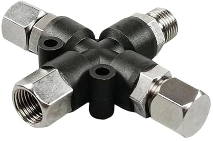 3 Way Air Hose Splitter Adapter, 8mm to 8mm Universal Airbrush Connector, Metal 1-in-3-Out with 2 Plugs for Air Tools