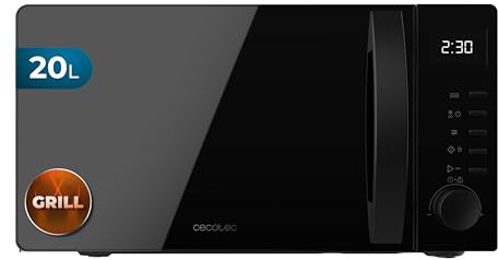 Cecotec Microondas con Grill Proclean 5105 Black. 700W, 20L, Tecnología 3DWave, Grill, 5 Niveles Potencia, Temporizador 30 Min, Descongelación, Pantalla con Reloj, Gratinados Perfectos