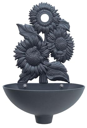 Fonderia Bongiovanni | Fontanella da giardino | Fontana a muro | Modello Girasole | colore antracite ghisa |senza o con rubinetto | per casa giardino (senza rubinetto)