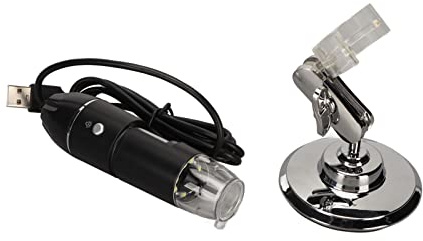 Cuifati 1600X HD-Digitalmikroskop, 8 LED-Leuchten, USB-Mikroskop mit Verstellbarem Ständer, Kompatibel mit und Mac für Industrie, Schmuck, Hauttests, 2 MP 2-in-1 USB Typ-C