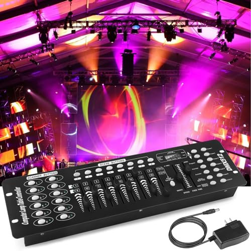 UKing Dmx512 Contrôleur 192 Canaux Contrôleur DMX Console pour Scène Lumière Saint-Valentin Fête DJ Disco Bar, DJ Professionnels