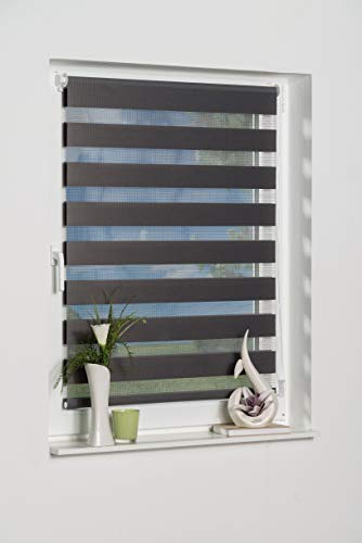 K-home Klemmfix Doppelrollo Madrid ohne Bohren Grau 45 x 150 cm (B x L)