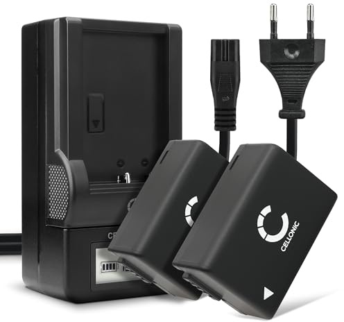 CELLONIC 2X Batería Compatible con Panasonic Lumix DC-FZ81, DE-A84A | + Cargador (800mAh-7.4V-Ion de litio ) para Panasonic Lumix DC-FZ82, DC-FZ83, DMW-BMB9, DMW-BMB9E