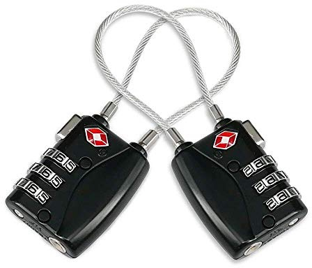TSA Gepäckschlösser, 2 Packs 3 stelliges Sicherheitsschloss,Kombinationsschlösser,Codeschloss für Reisekoffer, Gepäcktasche, etc. (Schwarz)