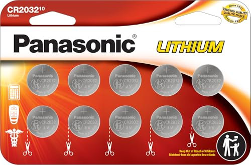 Panasonic Lot de 10 Piles CR2032 au Lithium 3,0 V Longue durée - Résistantes aux Enfants