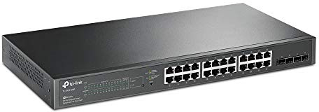 TP-Link TL-SG2428P JetStream 28-Port Gigabit Smart Switch with 24-Port PoE+, 4 SFP Slots (250 Watt Budget, Centralized Cloud Management Omada SDN, and Intelligent Monitoring)