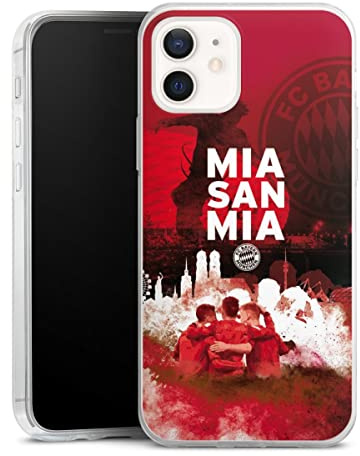 Slim Case kompatibel mit Apple iPhone 12 Silikon Handyhülle transparent Hülle extra dünn FCB Mia San Mia FC Bayern München