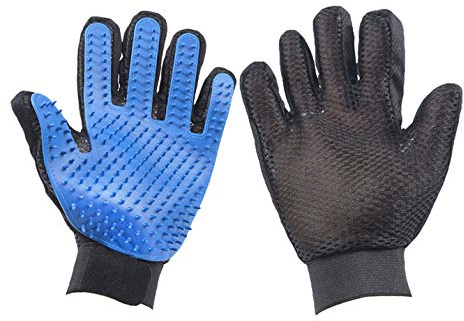 Merauno® Guanto per la cura del pelo degli animali domestici, spazzola massaggiante per la cura del pelo del cane, gatto, effetto massaggiante e protezione dei peli (blu, 2 guanti (EIN paio)