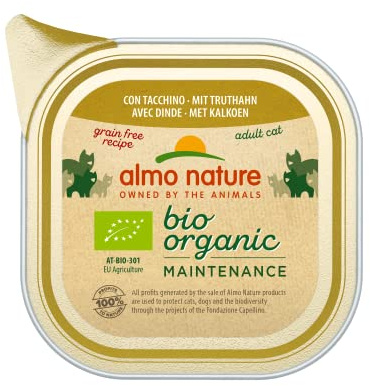 Almo Nature - Bio Organic avec Dinde- Nourriture Humide pour Chat Adulte: 19 barquettes de 85g
