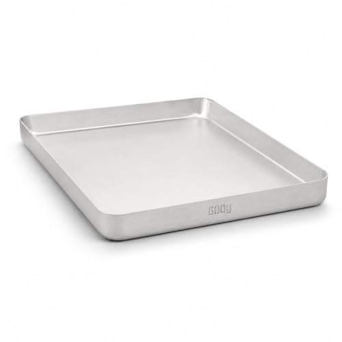 Rechteckiges Aluminium Backblech in Gastro-Qualität, dick & stabil, unbeschichtete Backform mit abgerundeten Kanten für Börek, Baklava, Blechkuchen und Ofengerichte (35x25cm)
