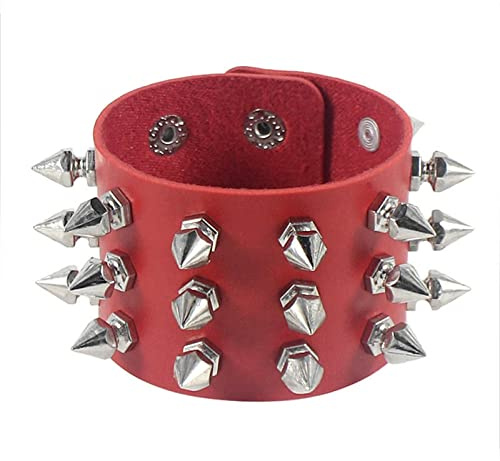 Egurs Gothic Punk Nietenarmband Leder Besetztes Armband Verstellbar Rock Biker breiter Riemen für Damen und Herren Rock Biker Fubehör