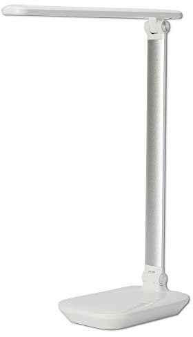 LED Schreibtischlampe weiß schwenkbar klappbar mit USB - Tisch-Leuchte dimmbar mit Farbstufen-Wechsel fürs Büro und Schreibtisch - Leselampe Touchlampe