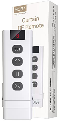 MOES Télécommande RF433 à 9 canaux pour contrôle - Interrupteur à Rideau RF - Alimentation par Piles - Accessoire de Rideau