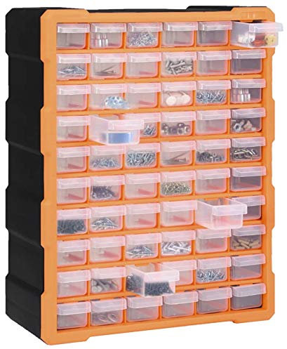 Tidyard Mobile Contenitore con 60 Cassetti,Cassettiera Box Organizer Porta Minuteria per Officina,Cassetti Multiuso,Scatole per Cucito in Plastica/Scatole per Componenti 38x16x47,5 cm