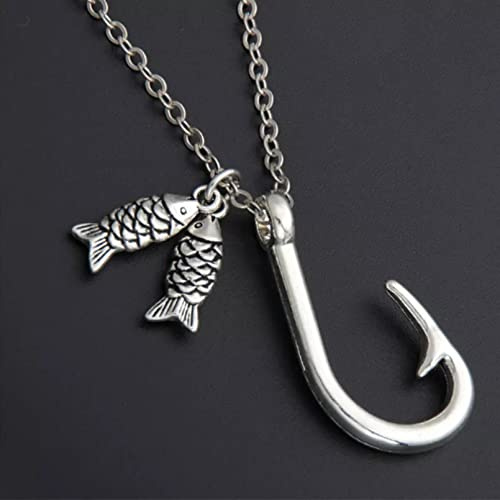 Halskette mit Anhänger Angelhaken Halskette Angelhaken Charms Angeln Schmuck Mann Geschenk Verlobungsgeschenk für Vater Gastgeschenke