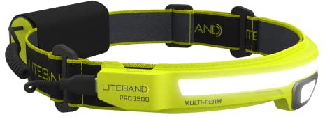 Liteband PRO - Linterna frontal LED de 1500 lúmenes, linterna de cabeza súper brillante, recargable y potente, funciona con pilas, para camping, correr, casco duro, linterna de frente mejor calificada