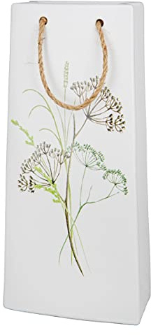 GILDE Deko Gefäß Handtasche aus Keramik - Deko Wohnzimmer - für Kunstblumen Tockenblumen getrocknete Gräser - weiß Höhe 32 cm