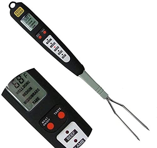 Digital Meat Thermometer Fork Instant Read Thermometer with LED Screen and Ready Alarm, Kitchen Probe with Long Fork for Grilling, Barbecue and Cooking