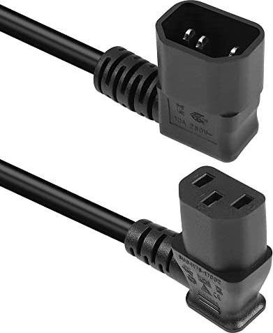 GELRHONR 50cm IEC320 C14 auf C13 Stromkabel Verlängerungskabel (Left C14 to Left C13)