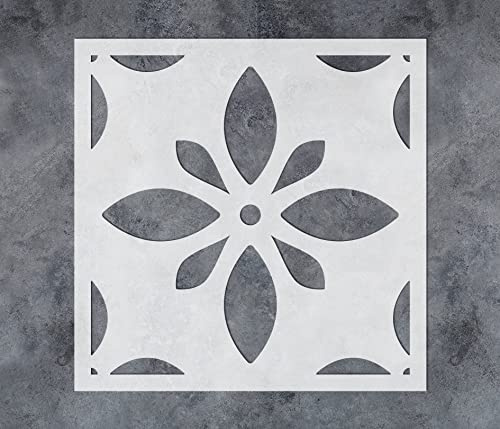 G GSS Designs Stencils Large 12x12 Inch Floor and Wall Stencils for Painting Concrete Patio, Milky White