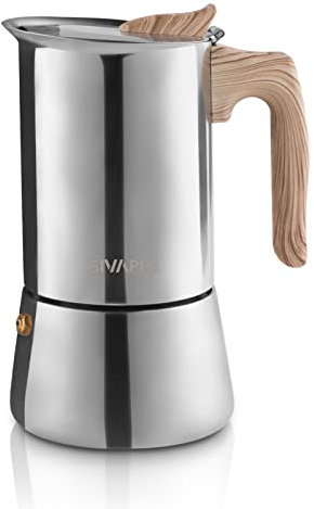 Sivaphe Cafetière à expresso à induction, cuisinière, machine à expresso, en acier inoxydable, cafetière moka, machine à expresso, sans aluminium, 450 ml, 9 tasses