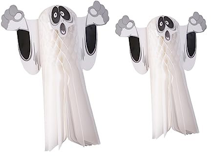 YARNOW 2stücke Hängender Geist Halloween-geisterdekoration Aus Pappe Waben-Tropfen-Design Partyornament Für Fenster Und Wände Einfache Befestigung Für Cafés Und Feiern