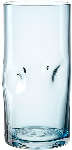LEONARDO Vesuvio Verre à eau en verre de haute qualité de forme organique – Contenance 330 ml – Fait à la main – Passe au lave-vaisselle – Verre à eau de couleur bleue
