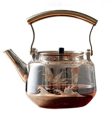 UNbit Tetera de cristal con diseño de grulla for estufa, tetera de cristal for oficina, juego de té y tetera de viga pequeña, teteras for estufa Teteras (Color : B, Size : 900ml)