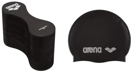 Arena Unisex-Adult FREEFLOW PULLBUOY II Trainings Ausrüstung, Black, Einheitsgröße & Classic Unisex Silikon-Badekappe, Schwimmkappe für Frauen und Männer
