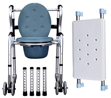 Stehender Rehabilitationsläufer mit einem Töpfchenstuhl, Toilettenstuhl, Rollator mit Sitz, Gehgestell, Badstuhl, Krücke (4 Räder)
