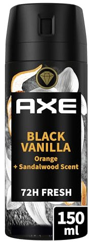 AXE - Deodorante da uomo Black Vanilla - Collezione Prestige - Spray antitraspirante - freschezza 72h non-stop - profumo vaniglia arancione e legno di sandalo - 150ml