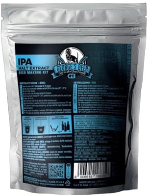 Beer & Wine - Kit Fermentazione George's Beer 5l - Birra Artigianale Fatta in Casa - Kit Malto Fermentazione - Kit per Produzione di Birra - Idea Regalo (Malto IPA)