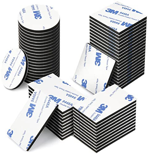 Pads Adesivi Bilateri, 60Pcs Nastro di Montaggio Pesante con Adesivo 3M, Nastro Autoadesivo Incluso in Forme Quadrate, Rotonde e Rettangolari