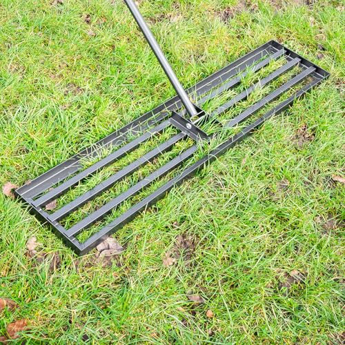 Pelle & Sol 114 x 25 cm Lawn Levelling Rake for Gardening - 7FT Adjustable Heavy Duty Garden Rake – Stainless Steel Lawn Lute & Leveling Tool – Rakes for Gardening, Garden Tools for Landscaping