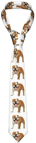 ATOurDealss Herren-Krawatte mit englischem Bulldoggen-Druck, Seide, schmale Krawatte, modische Neuheit Krawatte für Hochzeit, Business, Party, Geschenke, Schwarz, Einheitsgröße, siehe abbildung,